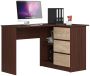 Corner desk NORE B16, right, dark brown/oak color