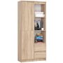 Toimistohylly CLP R11, ovilla ja 2 laatikolla, Ruskea, 80 × 180 × 35 cm