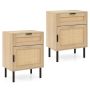 Set of 2 bedside tables 45x30x59cm., light brown/black