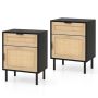 Set of 2 bedside tables 45x30x59cm., light brown/black