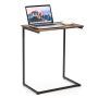 C-shaped side table with metal frame, adjustable legs