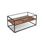 Square coffee table with tempered glass, brown/black