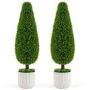 Set of 2 artificial trees 18x90cm., green/white