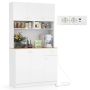 Storage cabinet with 1 socket, 1 USB port, 3 adjustable shelves, 100×40×181 cm, white