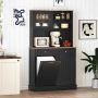 Multifunctional trash cabinet with 38 l capacity, black, 2 drawers, adjustable shelves