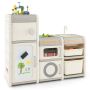 Multifunctional children's learning table, with cabinets and magnetic board, beige/gray, 116.84 × 97.79 × 38.1 cm