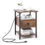 Bedside table 40x40x55cm., brown/black