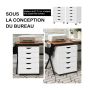 Filing Cabinet, 5 Drawers, White, 48.26 × 40.64 × 66.04 cm