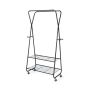 Clothes Rack, 2 Rods, 2 Shelves, Black, 34 × 67 × 17.5 inches