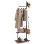 Clothes rack with shelves, 2 shelves, 2 castors, Black/brown, 60 × 175 × 30 cm