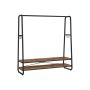 Clothes rack with steel frame, 2 shelves and 6 hooks, vintage brown/black