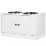 Bowls with stand PawHut 60x30x35.5cm., white/silver color