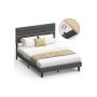 VASAGLE double bed frame, for 140 × 190 cm mattress, Grey, 202 × 140 × 110/116.5 cm