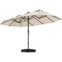 Double-sided patio umbrella 445 x 260 x 250 cm with LED solar lights, sandbags, groundless