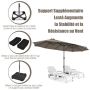 Double-sided patio umbrella 460x270 cm, with manual mechanism, gray