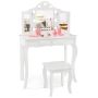 Children's dressing table with chair, white