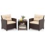 3-piece garden furniture set, brown