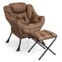 Armchair with footstool, brown/black