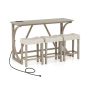 Set of 3 bar stools and table, grey/beige