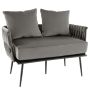 Ergonomic armchair with woven backrest, Dutch velvet, gray
