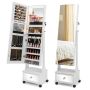 Standing mirror-jewelry cabinet 42x35x159cm., white/black