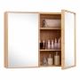 Bathroom wall cabinet with mirror 65x14x50.5cm., light brown