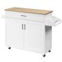 Kitchen island on casters 116x40x85cm., white/light brown