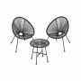 Garden chairs with glass table, black