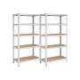 Set of 2 storage shelves 180x90x40cm., light brown/silver color