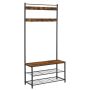 Clothes rack with shoe shelf 32 x 85 x 175 cm, vintage - black