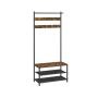 Clothes rack with shoe shelf, black/natural