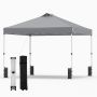 Retractable outdoor gazebo, 3 height settings, Grey, 300 × 300 × 250–270 cm