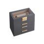 Jewelry box with drawers, gray-cream color