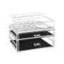 Transparent cosmetic holder with 2 drawers