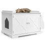 Cat litter box cabinet, closed, with removable divider, White, 87 × 54 × 52 cm