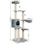 Cat Tree, Multi-Tier, Gray, 30.5 × 17.5 × 56.5 inches