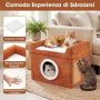 Cat House, 2 Levels, Brown, 49 × 41 × 39 cm