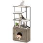 Cat toilet cabinet, 2 scratching posts, Brown/black, 78 × 50 × 138 cm