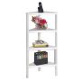 Corner free-standing shelf, 4 shelves, White, 46 × 99 × 25 cm