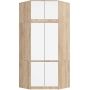 Kulmakaappi S100, yläosalla, 6 ovea, ruskea/valkoinen, 100 × 235 × 50 cm