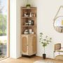 Corner cabinet 172 cm, PE rattan, 2 doors, 4 shelves