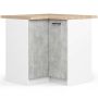Kulmakeittiökaappi OLIWIA S90/90, 2 ovea, valkoinen/harmaa, 90 × 85 × 46 cm