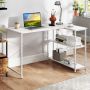 Corner Computer Desk, Left or Right, 2 Shelves, White, 118 × 74 × 86 cm