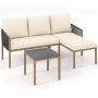 Corner garden lounge set, 3 pieces, UV-resistant fabric, wood imitation frame