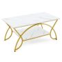 Coffee table, 2-tier, White/gold, 100 × 50 × 45 cm
