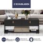 Coffee table, 2 drawers and open shelf, Black/brown, 100.33 × 40.64 × 44.45 cm