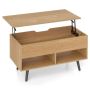 Coffee table, with lifting table top, 2 shelves and cabinet, 80 × 40 × 46 cm