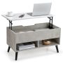 Coffee table, With hidden compartment and 2 shelves, 80 × 40 × 44–58 cm