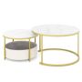 Coffee table set, 2 pcs., with storage basket, Brown/gray/black