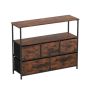 Chest of drawers, 2 open shelves, 5 drawers, Brown, 100 × 30 × 80 cm